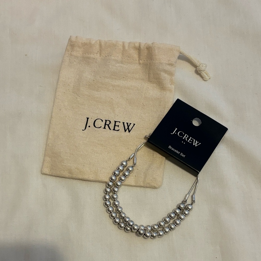 J. Crew Silver Beaded Bracelet Set